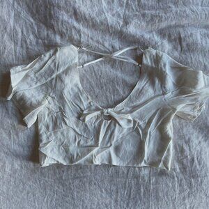 NWT For Love & Lemons Cropped Tie Blouse